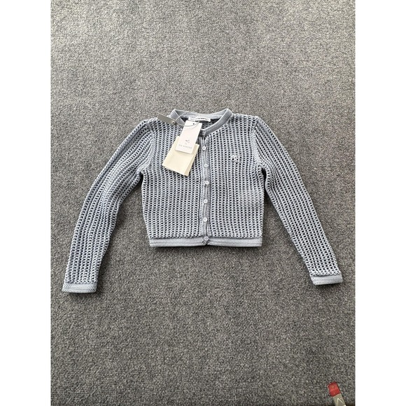 alexanderwang.t Sweaters - Alexander wang Sweater Cardigan Womens XS Blue Knit Cropped Crewneck Logo